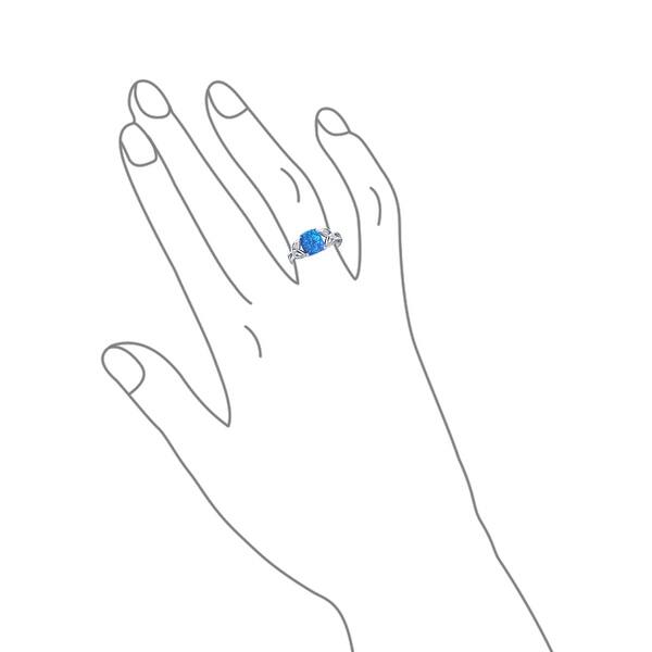 Shop Triquetra Cushion Celtic Knot Created Blue Opal Ring Sterling Silver Overstock 17986887