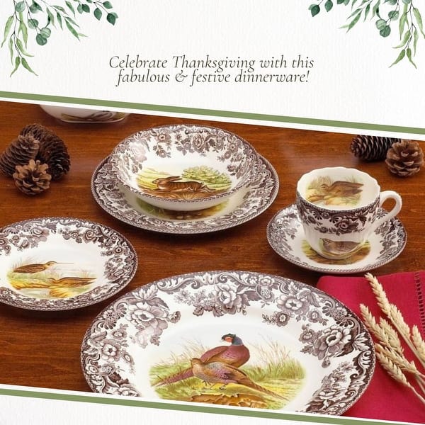 Spode Woodland Salad Plate - 8" Birds Of Prey Design, Made In England, Microwave & Dishwasher Safe