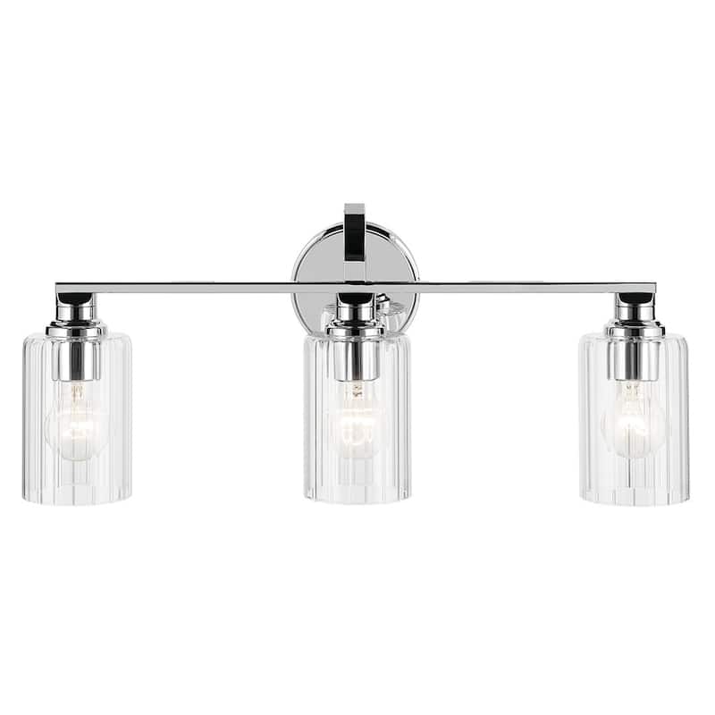 Kichler Lighting Gioe 24.25" 3-Light Vanity Light with Clear Fluted Glass in Chrome