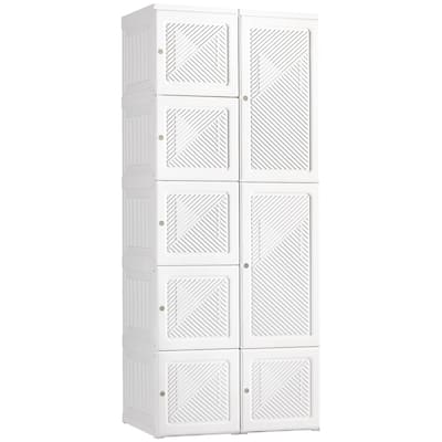 27.25" Modern Folding Armoire with 8 Cube Compartments, Hanging Rod and Magnet Doors