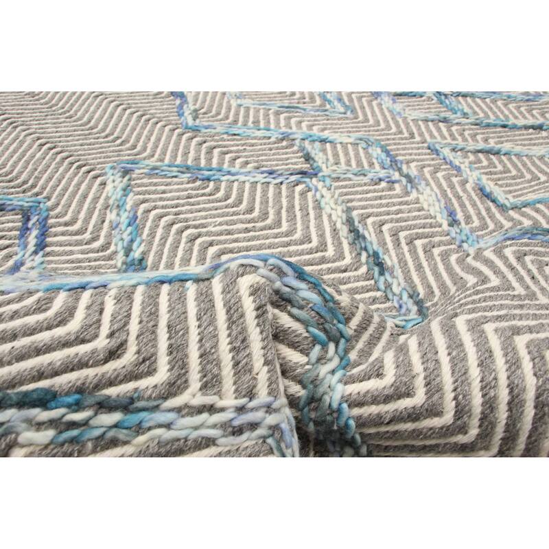 ECARPETGALLERY Braid weave Sienna Grey Wool Rug - 5'0 x 7'11