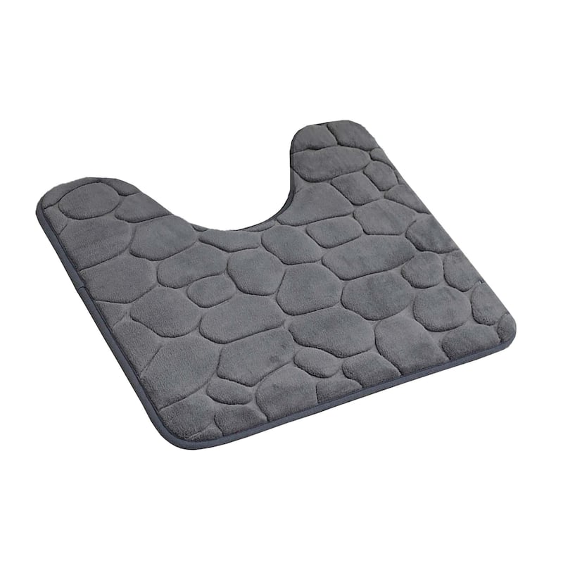 Contour Bath Rug Memory Foam Mat 3D Pebble 20L x 20W - Dark Gray