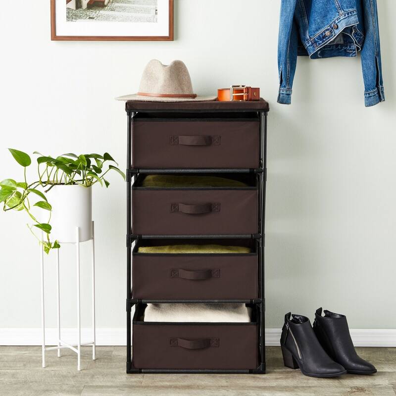 4-Tier Closet Dresser with Drawers - Dark Brown