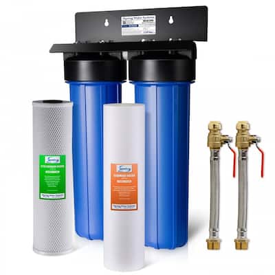 iSpring 2-stage NPT Carbon 20-inch Whole House Water Filter System w/ Push-Fit Stainless Steel Hose Connectors
