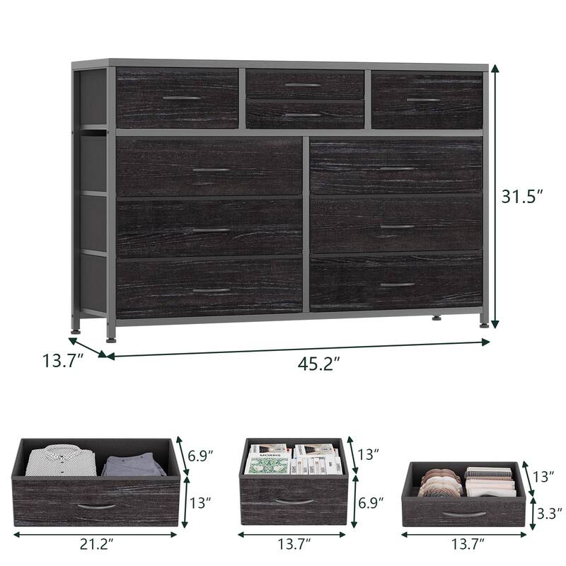 Fabric Dresser with 10 Drawers,47" TV Stand Dresser