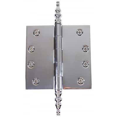 Chrome Plated Brass Cabinet Door Hinge 4" with Removable Stainless Steel Temple Tip Pins and Hardware Renovators Supply