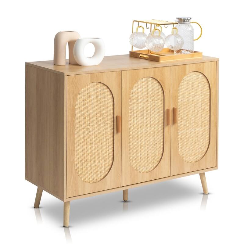 Shoe Cabinet with Double Doors Wooden Floor Bathroom Storage Cabinet