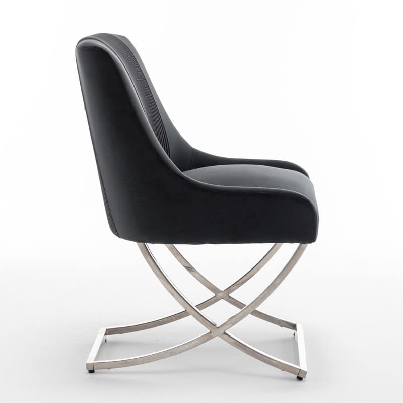 Modern Contempoary Velvet Dining Chair Set of 4 with Metal Frame Legs and Back Pull