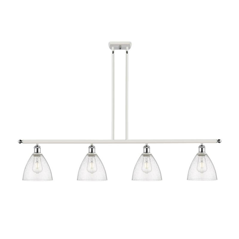 Innovations Lighting 516-4I-11-48 Bristol Linear Bristol Glass 4 Light - White and Polished Chrome / Seedy