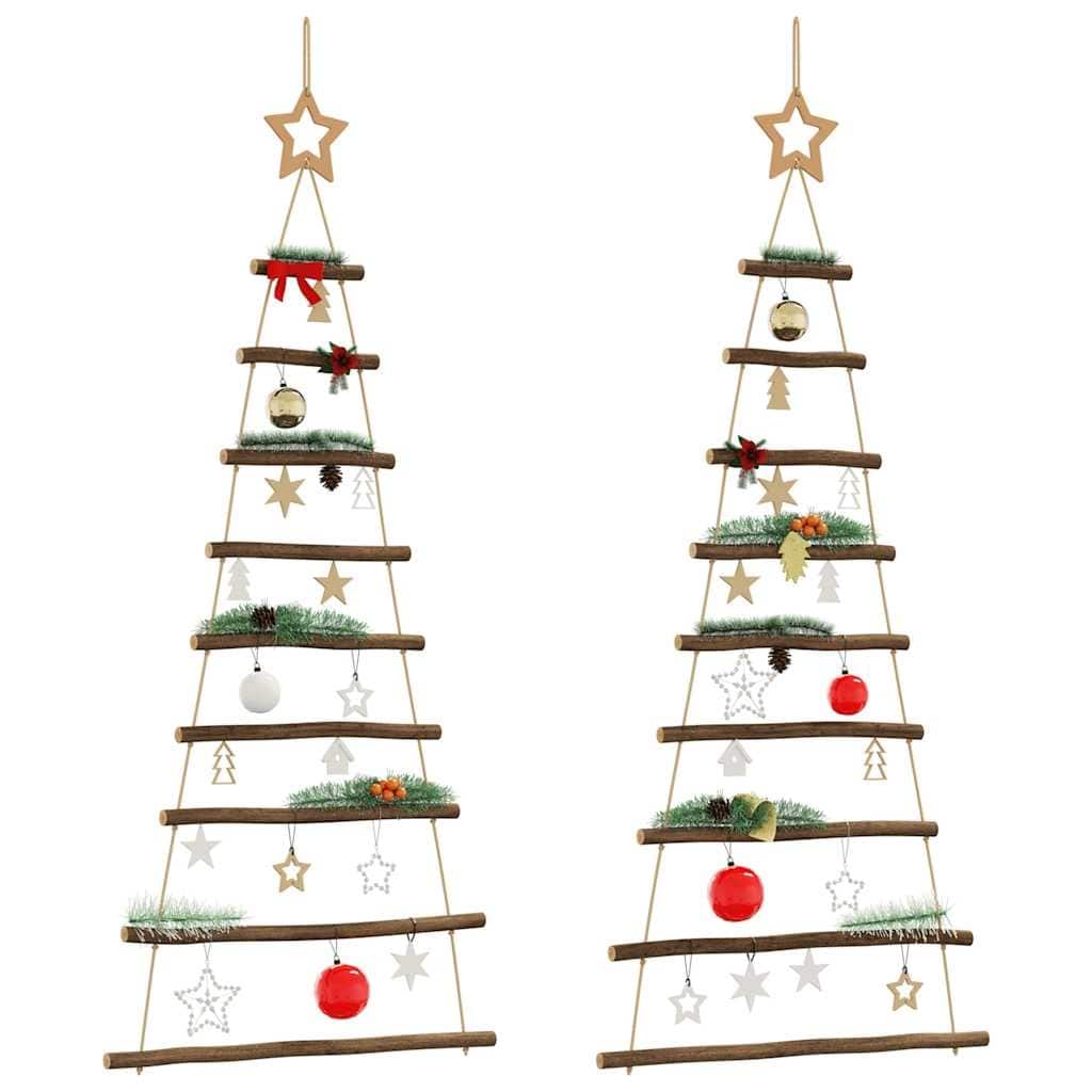 vidaXL  Hanging Christmas Trees with Top Stars 2 pcs 21.7x47.2" Natural Branch