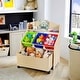 preview thumbnail 3 of 14, Kids Wooden Toy Storage Unit Organizer with Rolling Toy Box and Plastic Bins - 25" x 15" x 30" (L x W x H)