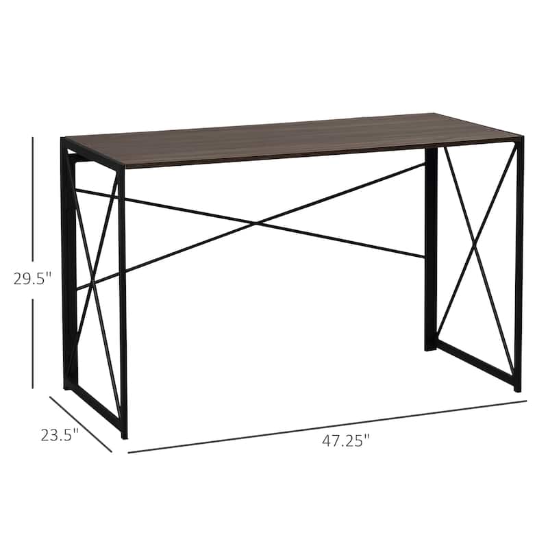 HOMCOM Folding Computer Desk, 47.25"W Home Office Writing Desk with Metal Frame