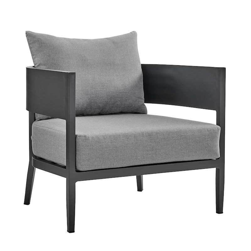 Menorca Dark Gray Aluminum Round Back Outdoor Chair with Cushions