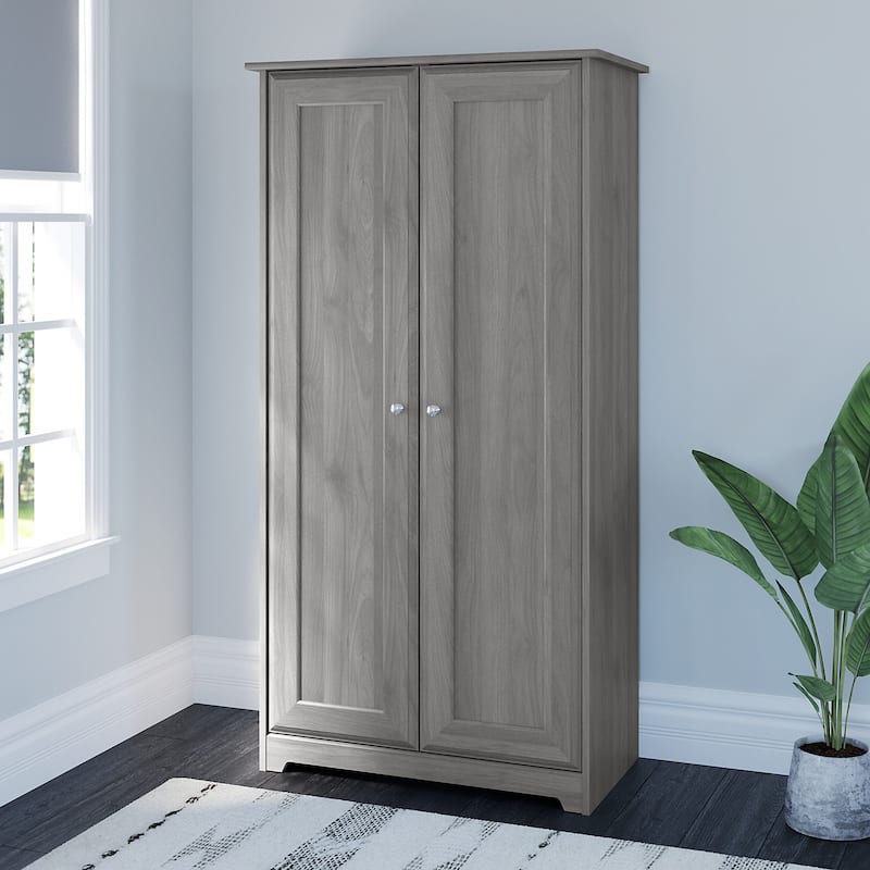 Cabot Espresso Oak Tall Storage Cabinet with Doors - 31.38"L x 16.30"W x 61.14"H