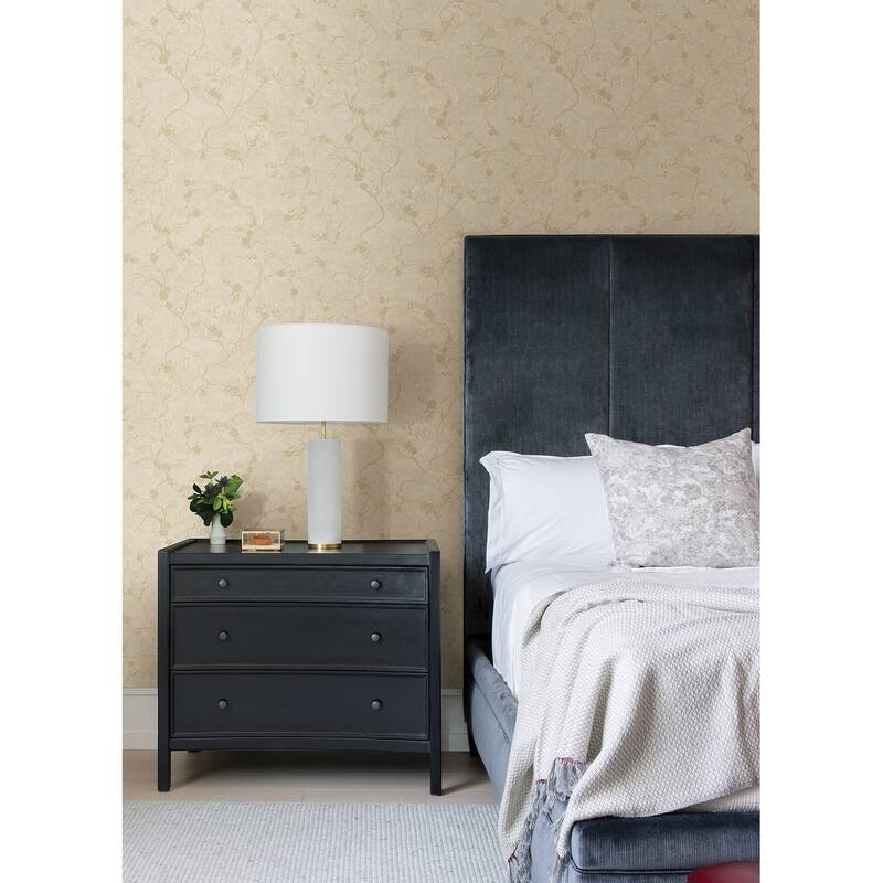 A-Street Prints Mahina Gold Floral Vine Wallpaper