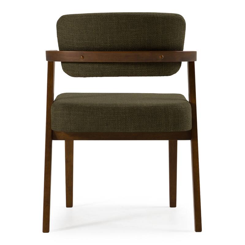 Modrest Sacks Mid-Century Modern Green Fabric & Walnut Dining Chair