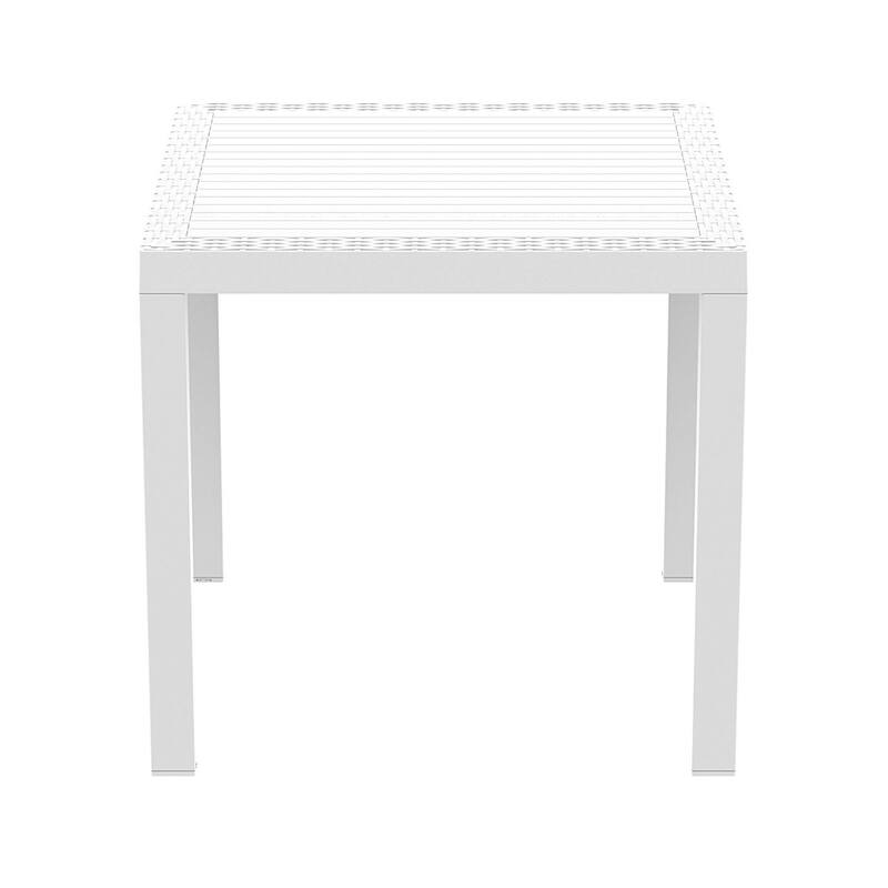 31.5" White Wickerlook Square Patio Dining Table