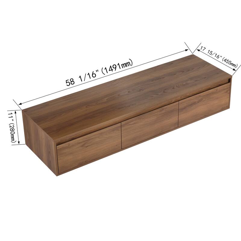 Beingnext 30"/60" Wall Mounted Bathroom Vanity with Sink, Floating Bathroom Vanity with Soft Close Drawer