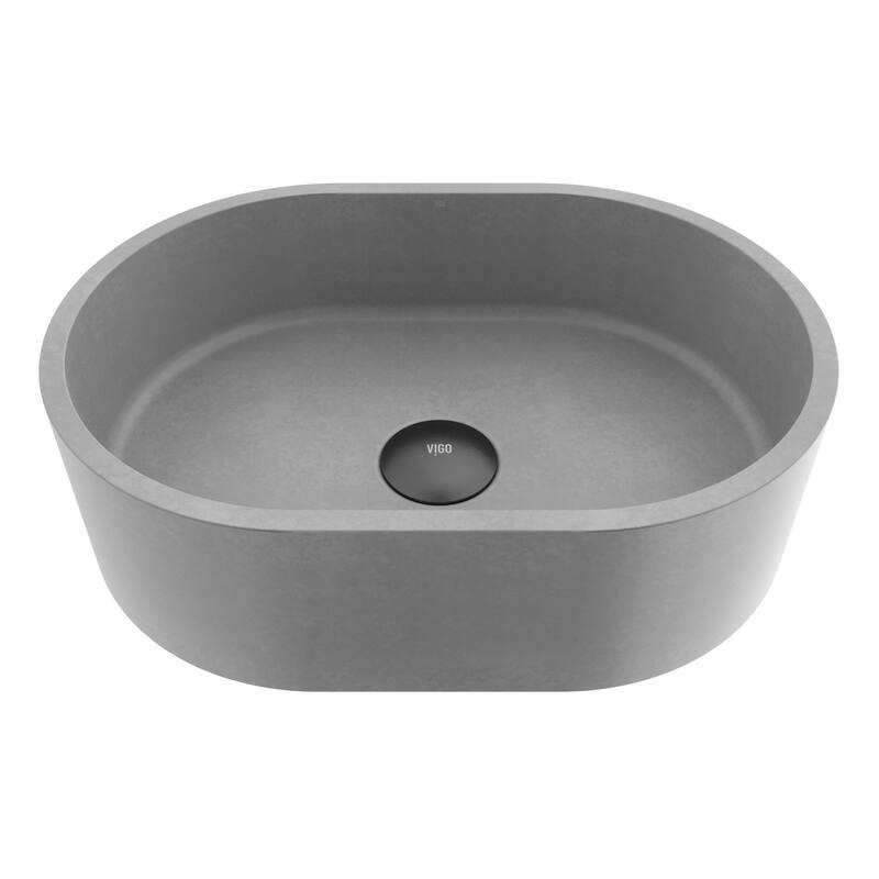 VIGO Giralda 16"L x 11"W x 5"H Concreto Stone Oval Bathroom Vessel Sink