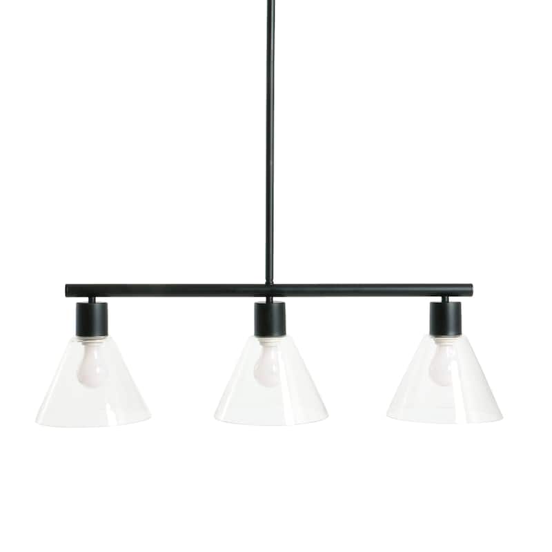 Metal and Glass Linear Chandelier - 33.8"L x 8.6"W x 58.3"H