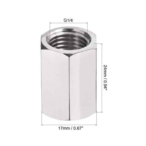 3pcs Hex Pipe Coupling Fitting Female Thread Nickel Plated Connector ...