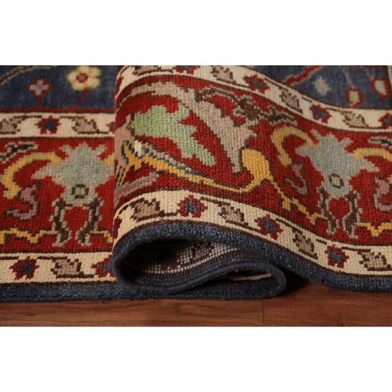 Navy Blue Oushak Indian Area Rug Handmade Wool Carpet - 8'0"x 9'8"