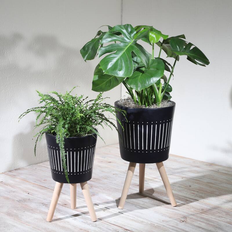 Sagebrook Home Elegant Magnesia and Beech Wood Planters - Perfect Home & Garden Accent