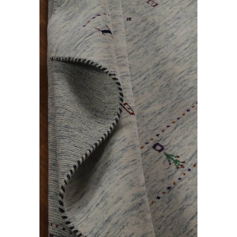 Hand Knotted Oriental 100% Wool Carpet Tribal Animal Pictorial Beige & Ivories Gabbeh Area Rug - 7' 10'' X 5' 2''