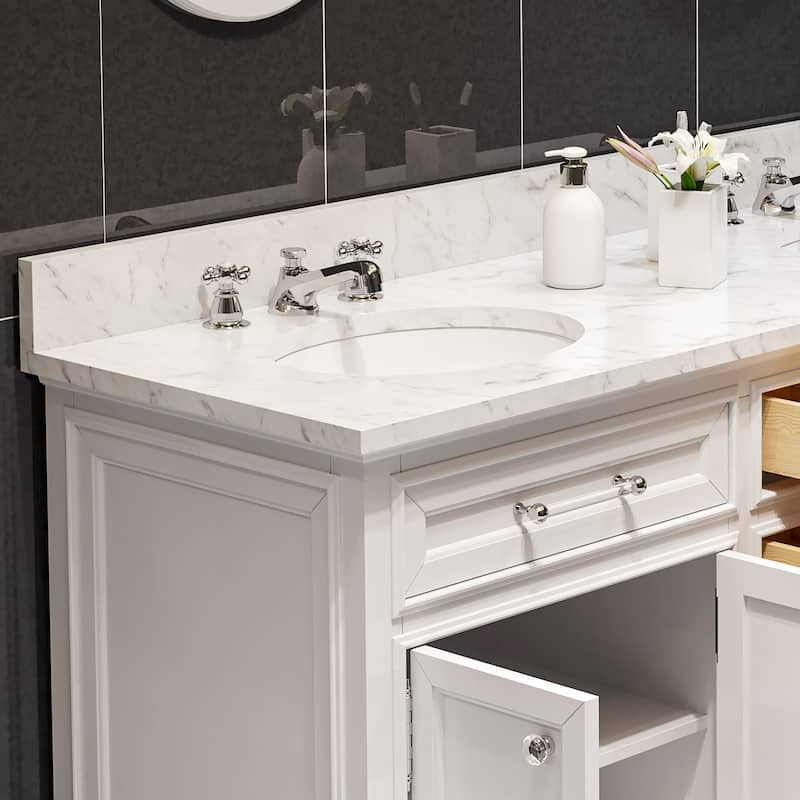 Water Creation Derby 60-inch Solid White Double Sink Bathroom Vanity