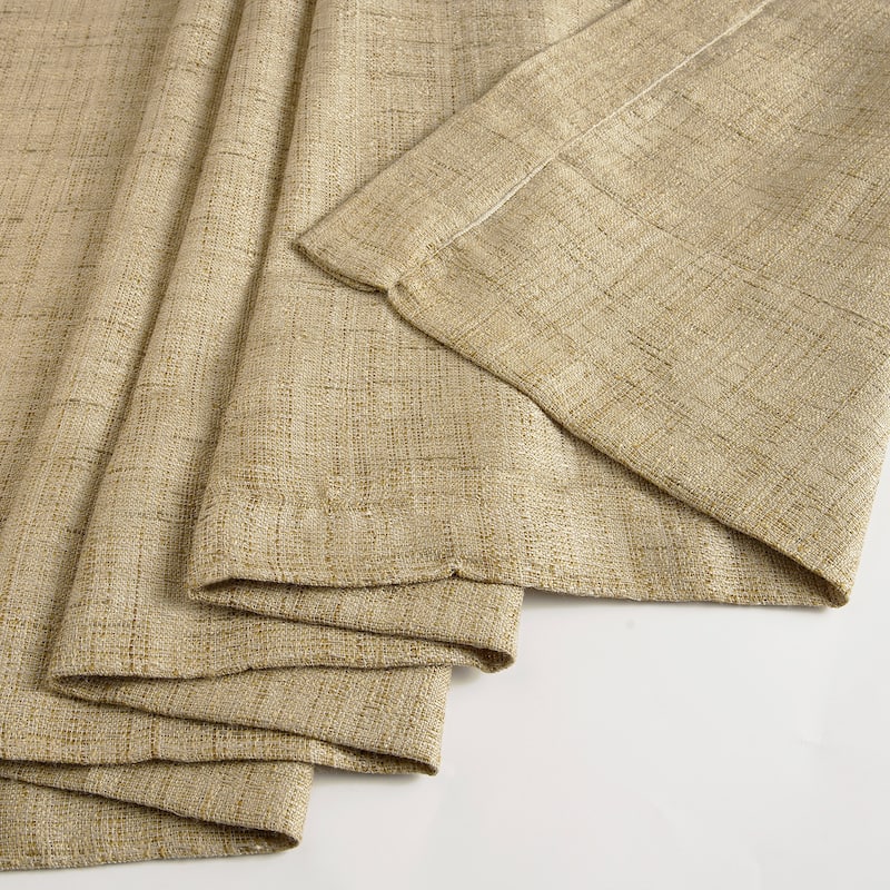 Exclusive Fabrics Raw Linen Weave Light Filtering Curtains for Bedroom & Living Room Curtains Pair - 2 Panel Drapes