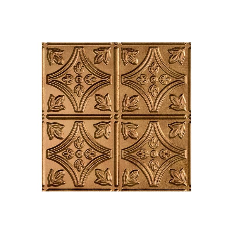FASÄDE Traditional Style1 Decorative Vinyl 2ft x 4ft Glue Up Ceiling Panel in Antique Bronze (5 Pack) - 12in x 12in Sample - Antique Bronze