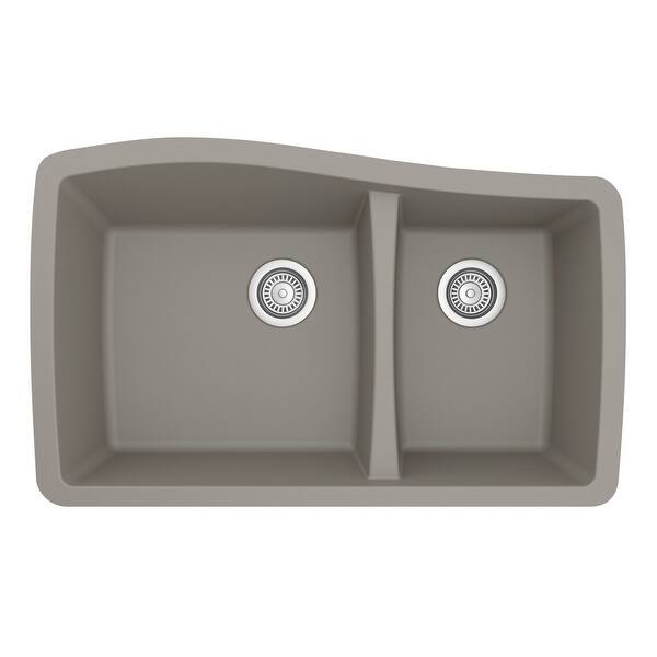 slide 2 of 52, Karran Undermount Quartz 60/40 Double Bowl Kitchen Sink Concrete