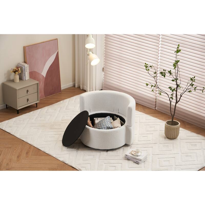 31.5" Swivel Barrel Chair with Storage