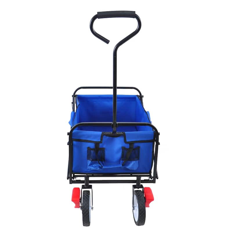 Folding Wagon Garden Shopping Beach Cart with Adjustable Handle