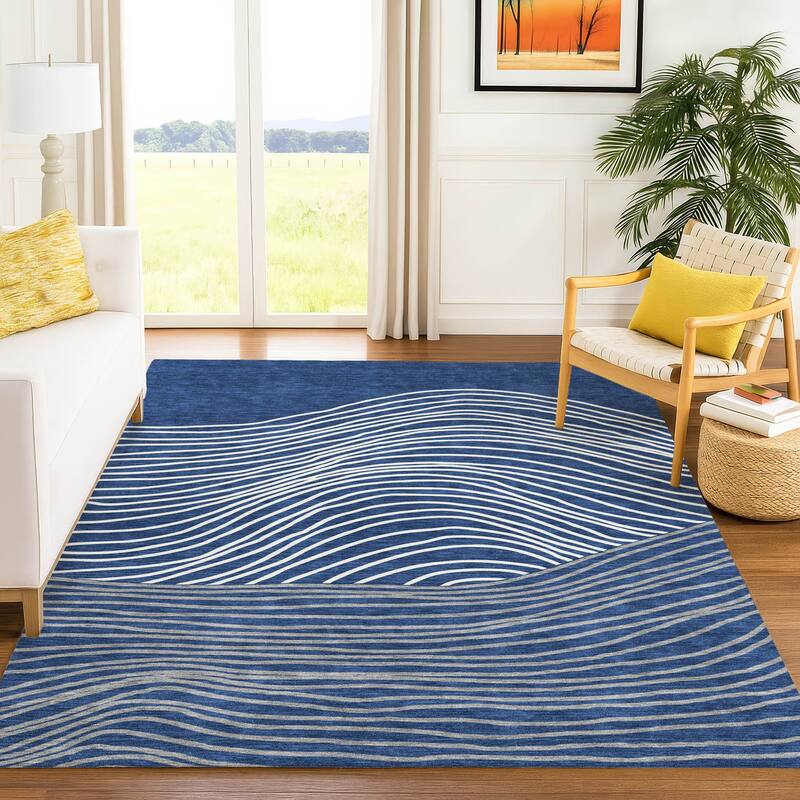 Machine Washable Indoor/ Outdoor Modern Arches Chantille Rug