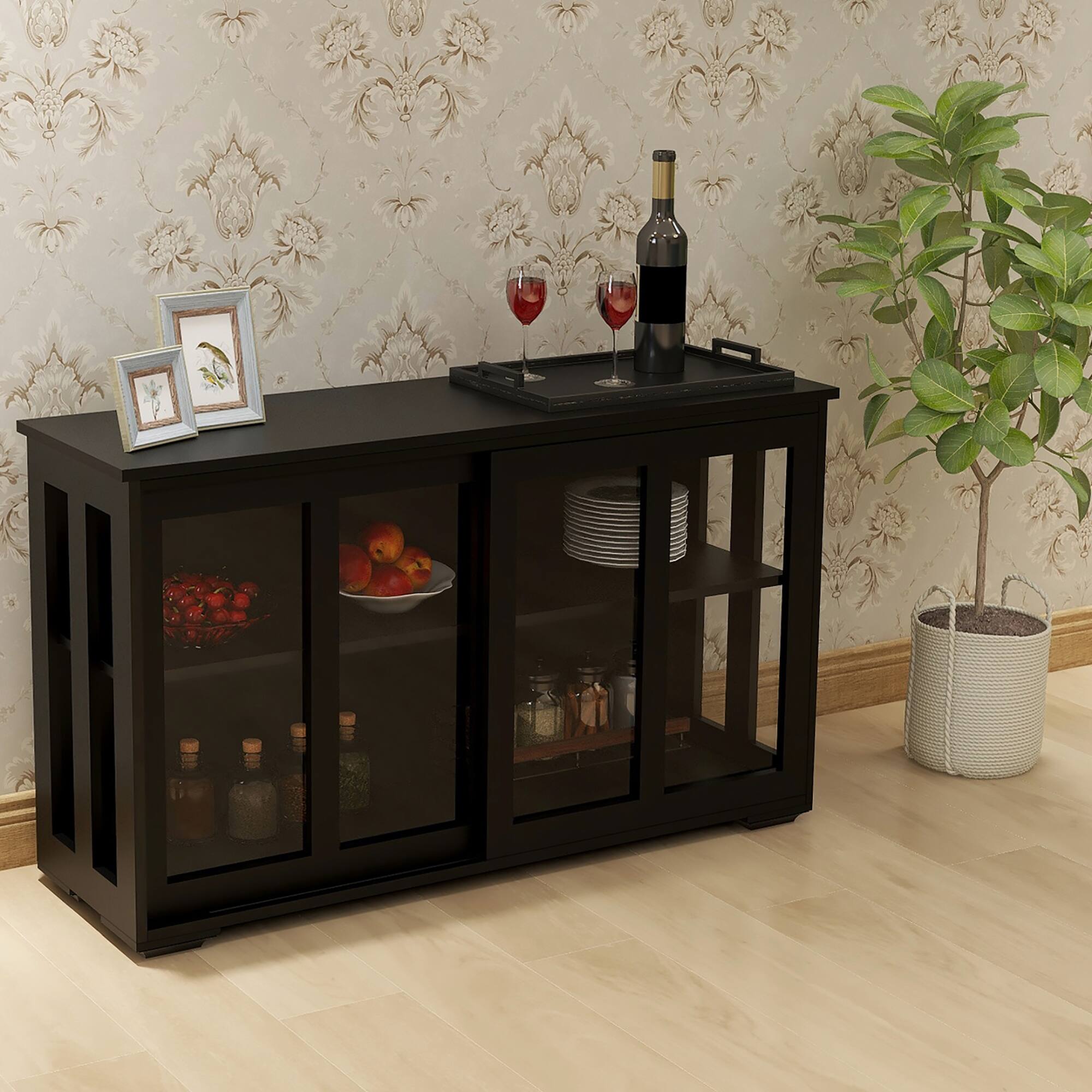Kitchen Storage Stand Cupboard With Glass Door Bed Bath & Beyond
