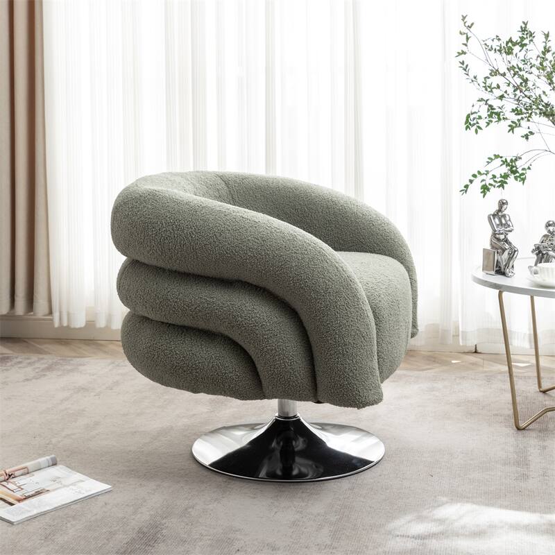 Modern Single Swivel Upholstered Sofa Chair with Base