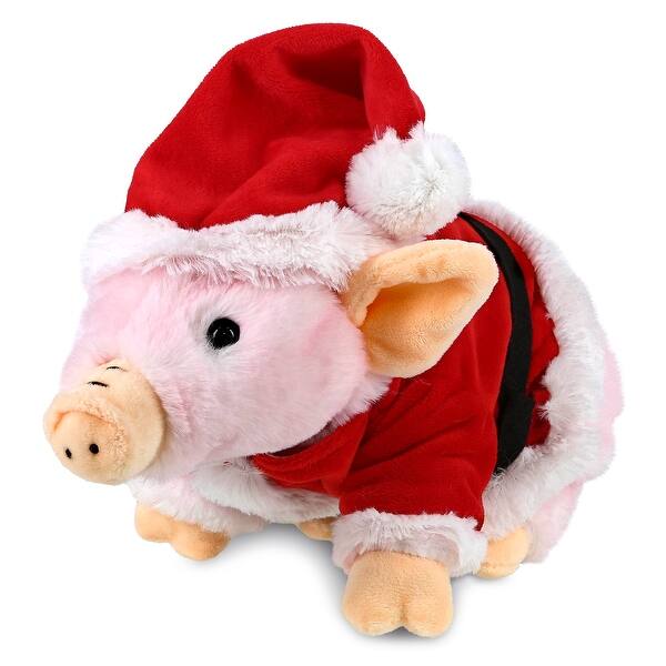 slide 2 of 6, DolliBu Santa Squat Piggy Stuffed Animal Plush Toy with Santa Outfit - 7 Inches