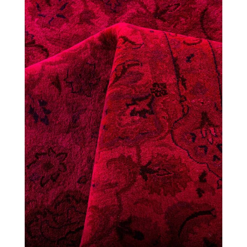 Overton Hand Knotted Wool Vintage Inspired Modern Contemporary Overdyed Pink Area Rug - 8' 2" x 9' 10"