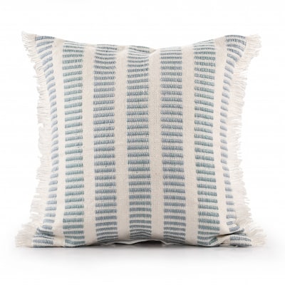 HomeRoots 20" Blue And Ivory Striped Throw Pillow