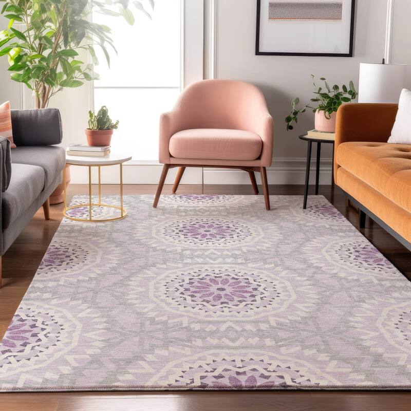 Premium Washable Super Soft Boho Global Mayfield Rug - Lilac - 5' x 7' 6" - Rectangle