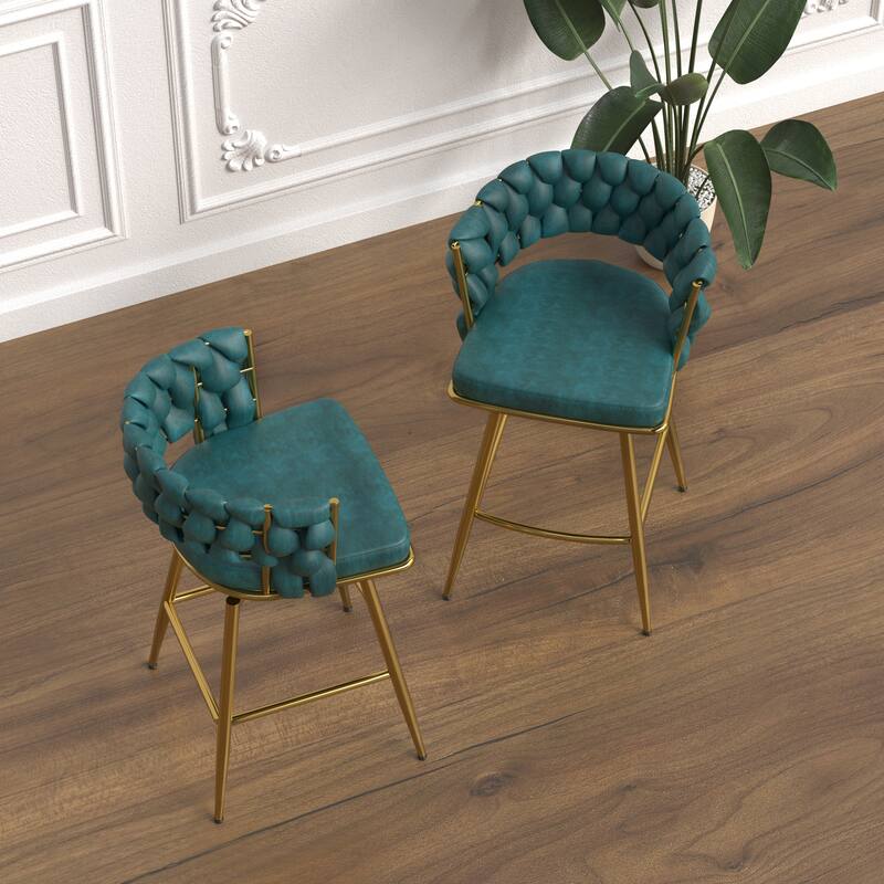 360 Swivel Bar Stools Upholstered Bar Chair Counter Stool Set of 2