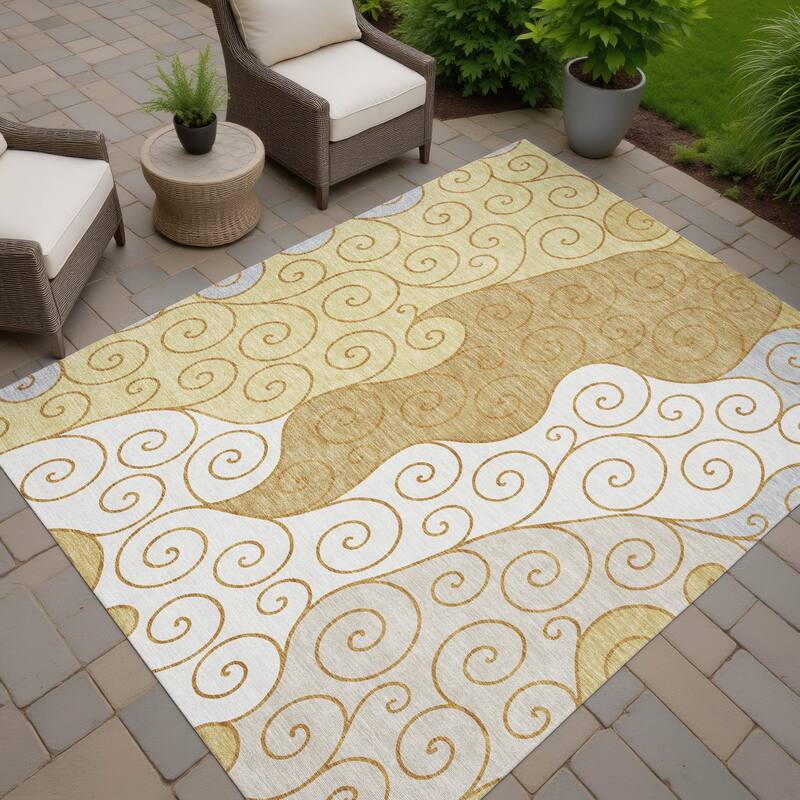 Machine Washable Indoor/ Outdoor Swirly Chantille Rug