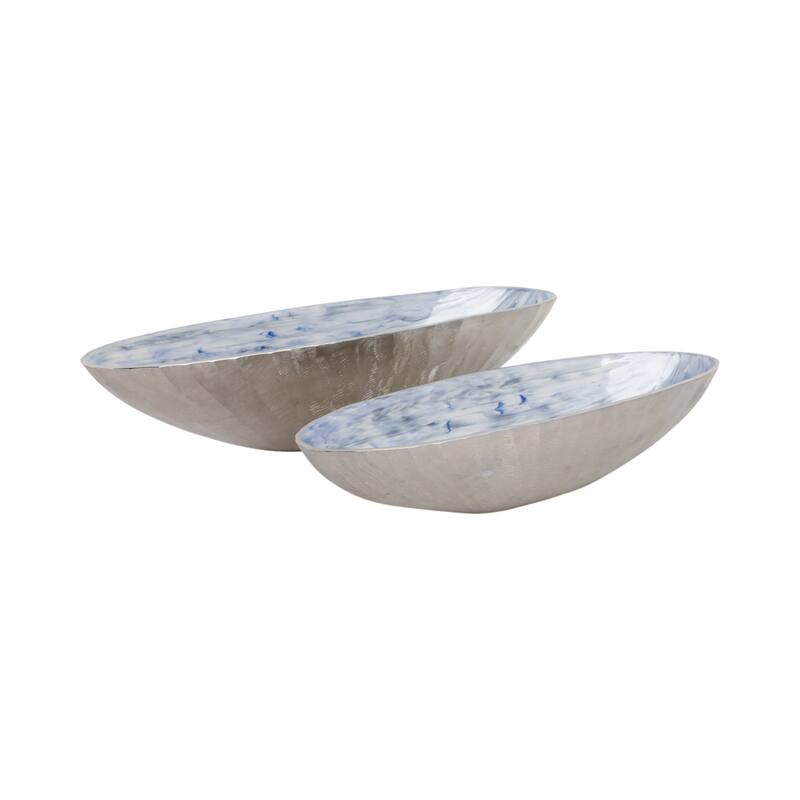 Oval Metal Bowls Sculptural Design -Set of 2 - 20", 23" - 23.0"