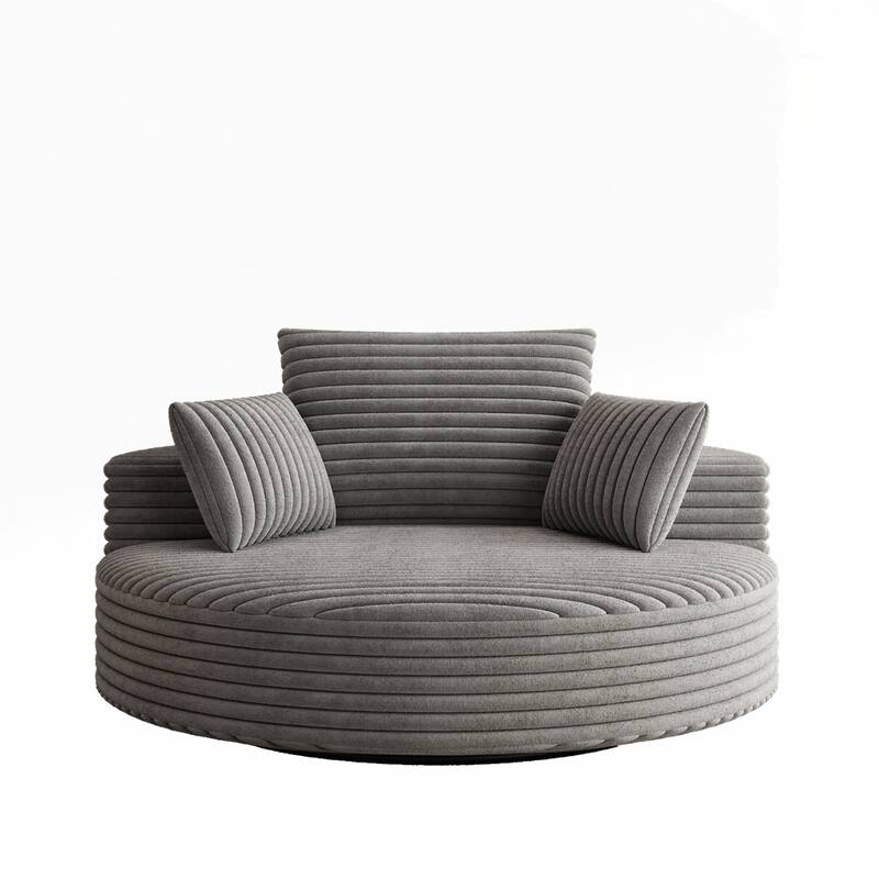 360 Degree Swivel Chair Corduroy Chenille Foam Single Sofa