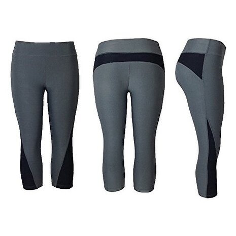 Women's Athletic Fitness Sports Yoga Pants Capri Small-Medium/Grey-Black