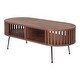 preview thumbnail 1 of 8, Aurelle Home Mid-Century Modern Rounded Coffee Table Natural Oil