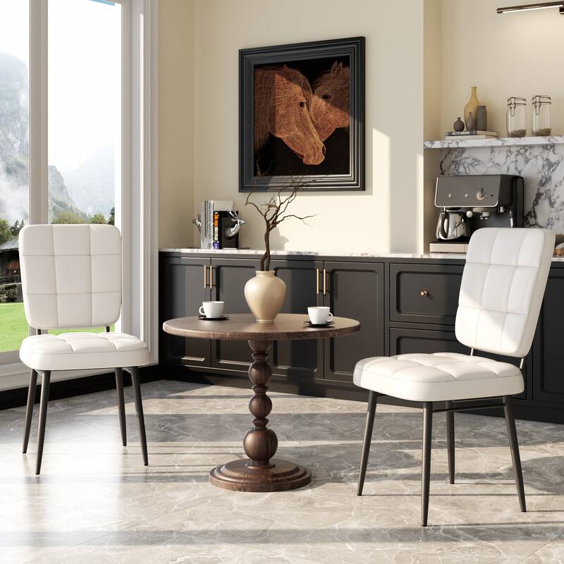 Modern Dining Chairs Set of 2/4/6/8, Upholstered Kitchen Chairs with Thick Cushion for Dining Room - Set of 2 - Elegant White
