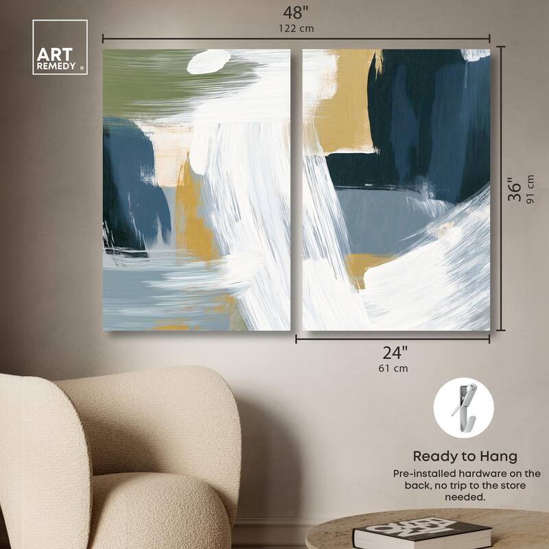 Textured Greens III Canvas Set of 2 by Art Remedy, Gallery Wrapped