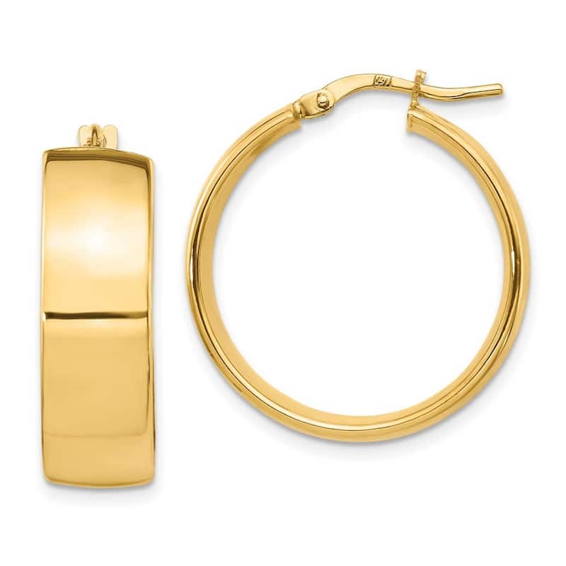 Curata 14k Yellow Gold 25x8mm High Polished Hoop Earrings
